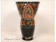 Enamel glass vase Quimper Breton P.Fouillen 20th