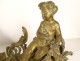 Paire chenets Louis XV bronze chérubins Bacchus enfants Napoléon III XIXème