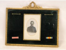 Military decorations portrait photo frame framework golden bronze 19th