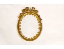 Petit cadre ovale style Louis XVI noeud bronze laiton doré XIXème siècle
