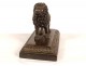 Sculpture presse-papier bronze lion passant marchant Italie XIXème siècle