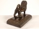 Sculpture presse-papier bronze lion passant marchant Italie XIXème siècle