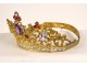 Couronne diadème vierge statue laiton doré strass fleurs XIXème siècle