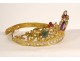 Couronne diadème vierge statue laiton doré strass fleurs XIXème siècle