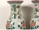 Paire grands vases porcelaine chinoise paon faisan oiseaux Tongzhi XIXème