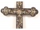 Croix crucifix bois nacre marqueterie fleurs raisins couronne Vietnam XIXè