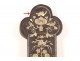 Croix crucifix bois nacre marqueterie fleurs raisins couronne Vietnam XIXè