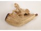 Tip pipe carved, decorated with dog and horse nineteenth