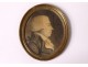 Miniature oval ink portrait gentleman wig nineteenth century