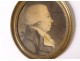 Miniature oval ink portrait gentleman wig nineteenth century