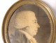 Miniature oval ink portrait gentleman wig nineteenth century