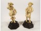2 statuettes ivoire sculpté personnages fumeur forgeron Allemagne début XIXè