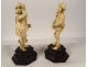 2 statuettes ivoire sculpté personnages fumeur forgeron Allemagne début XIXè