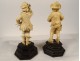 2 statuettes ivoire sculpté personnages fumeur forgeron Allemagne début XIXè