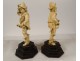 2 statuettes ivoire sculpté personnages fumeur forgeron Allemagne début XIXè