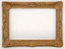 Stuccoed wood frame, Louis XV style, with leaves and shells, twentieth