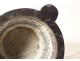 Mortier d'apothicaire à oreilles marbre veiné noir XIXème siècle