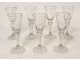 Série 7 verres à pied verre soufflé début XIXème siècle