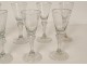 Série 7 verres à pied verre soufflé début XIXème siècle