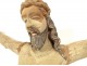 Grande statue Christ crucifix croix bois polychrome sculpté fin XVIIème
