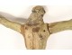 Grande statue Christ crucifix croix bois polychrome sculpté fin XVIIème