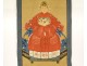 Paire peintures Chine portraits couple ancêtres dignitaire mandarin XIXème