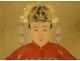 Paire peintures Chine portraits couple ancêtres dignitaire mandarin XIXème