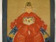 Paire peintures Chine portraits couple ancêtres dignitaire mandarin XIXème