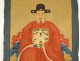 Paire peintures Chine portraits couple ancêtres dignitaire mandarin XIXème