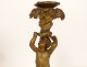 Pair of gilded bronze cherub candlesticks Crocodile Loves att. Picard 19th century
