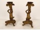 Pair of gilded bronze cherub candlesticks Crocodile Loves att. Picard 19th century