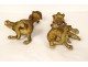 Pair of gilded bronze cherub candlesticks Crocodile Loves att. Picard 19th century