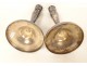 Paire bougeoirs flambeaux Empire métal argenté palmettes XIXème siècle