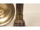 Paire bougeoirs flambeaux Empire métal argenté palmettes XIXème siècle