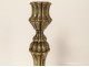 Paire bougeoirs Régence flambeaux bronze argenté XVIIIème siècle