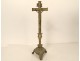 Crucifix d'autel Christ Croix bronze argenté XIXème siècle