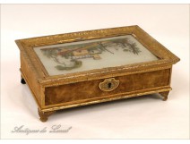 Box mounted under glass boat golden castle Empire 19th