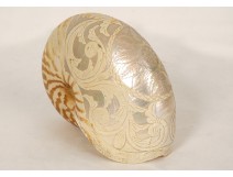Nautile décoratif coquillage sculpté nacre bagnard Nouvelle Calédonie XIXè
