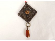 Pendentif collier Tiznit Maroc Maghreb argent émail berbère XXème siècle