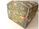 Coffre coffret mariage normand bois peint oiseaux guirlandes fleurs XIXème