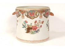 Rafraichissoir porcelaine Compagnie des Indes famille rose fleurs XVIIIème