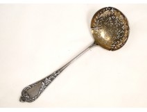 Spoon sprinkle silver metal with foliage nineteenth