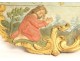 Panneau boiserie bois sculpté polychrome personnage prière angelot XVIIème