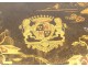 Coffret boîte à jeu laquée armoiries blason Comte jetons nacre lions XVIIIè