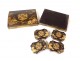 Coffret boîte à jeu laquée armoiries blason Comte jetons nacre lions XVIIIè