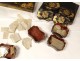 Coffret boîte à jeu laquée armoiries blason Comte jetons nacre lions XVIIIè