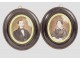 Paire miniatures peintes portrait couple notables Rougeot de Briel XIXème