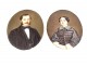 Paire miniatures peintes portrait couple notables Rougeot de Briel XIXème