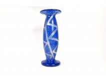 Vase balustre pâte de verre Degué motif géométrique Art Déco XXème siècle