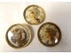 3 boutons miniatures déesses Athéna Aphrodite Artémis Art Nouveau XIXème